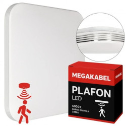 Lampa sufitowa plafon LED 36W kwadrat zimna barwa + CZUJNIK RUCHU CX-33 MEGAKABEL