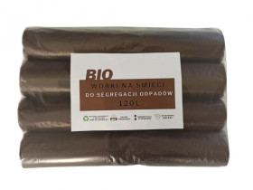 Worki na śmieci brązowe 120l do segregacji odpadów nadruk BIO op. 100szt.