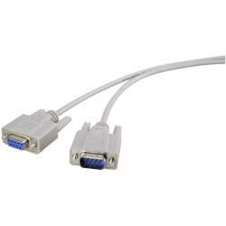 Renkforce RF-4115754 Serial Cable Extension D-SUB 9-pin Plug to Socket 2m Beige