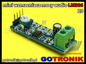 Moduł wzmacniacza mocy audio LM386 wzmocnienie napięciowe 20