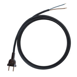 Kabel zasil.siec.gum.2m 2x1mm czarny wt.prosty bez uziem.