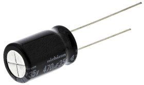 Kondensator 470μF 35V dc Radialny, Otwór przelotowy Nichicon roztaw: 5mm 10 (Dia.) x 16mm