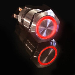 Metal illuminated Pushbutton-Red Ring [Discontinued]