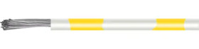 PVC-switching strand, highly flexible, LiYv, 0.14 mm², 18 x 0.1 mm, white/yellow, outer Ø 1.1 mm, BYB-5-92F5399