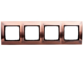 Simon 54 Premium Ramka poczwórna metalowa miedź rustykalna DR4/36