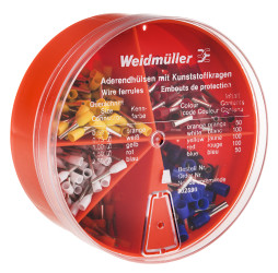 Zestaw końcówek zaciskowych typ: Niemieckie kodowanie kolorowe złącze: Nasadka metalowa typu bootlace Weidmuller