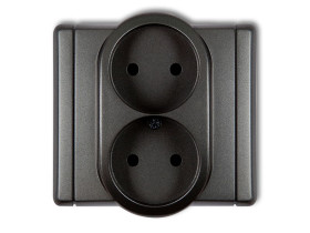 FLEXI Gniazdo podwójne bez uziemienia (przesłony torów prądowych) grafitowy 11FGP-2p KARLIK