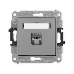 ICON Mechanizm gniazda komputerowego pojedynczego 1xRJ45, kat. 5e, ekranowane, 8-stykowy szary mat 27IGK-1e