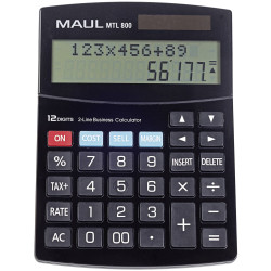 Maul 7269290 Mtl 800 Desk Calculator Black 12 Digit Battery Solar Power
