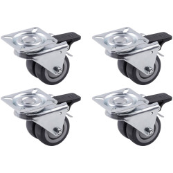 Metafranc WU0804660 Twin Wheel Caster 50mm Dia 70kg Load 4 Pack