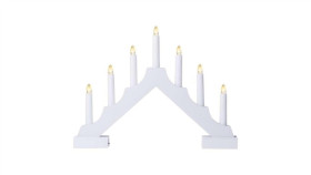 Dekoracje - Świecznik Biały Drewniany 7 Led, 29 Cm 2X Aa Ciepła Biel, Ip20,...