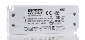 Sterownik LED napięcie wyjciowe: 12V dc 1.67A napięcie wejściowe: 198→ 264 V ac stabilizowany napięciowo 20W
