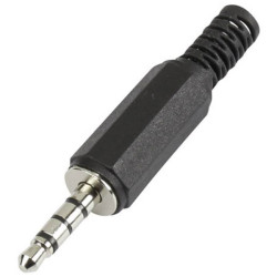 TruComponents 202581 3.5 mm audio jack Plug, straight,Pins:4 Stereo Black