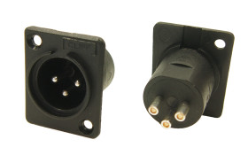 Złącze XLR 3 -pinowe Montaż na panelu XLR Męski Czarny