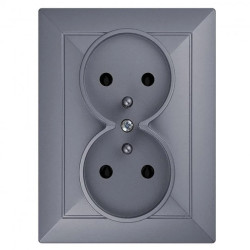 Gniazdo podwójne p/t 2x2P+Z Pearl, 16A, 250V, PT-6 P, antracyt,OR-OE-7706/K/A