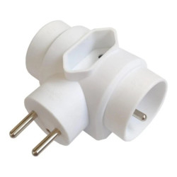 Rozgałęźnik wtyczkowy 3-gniazdowy - 2x2P+Z, 1x2P-euro, uziemienie biały / 28134