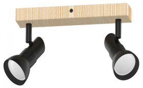 Lampa sufitowa TRIEST kolor czarny mat/drewno metal, 2xGU10 IP20 JP01A-SP-03S-BWD.356 Zuma Line