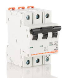 Wyłącznik nadprądowy MCB, Typ D, 3-biegunowy, 4A, 230V, na szynę DIN, Lovato, P1MB
