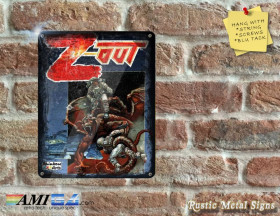 Z-OUT - Amiga/C64 Video Game Artwork on Rustic - Metal Sign