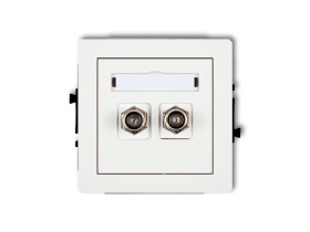 DECO Gniazdo antenowe podwójne typu "F" (SAT) niklowany biały DGF-2 KARLIK