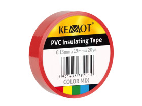 Taśma izolacyjna KEMOT 0,13x19x20Y klejąca czerwona
