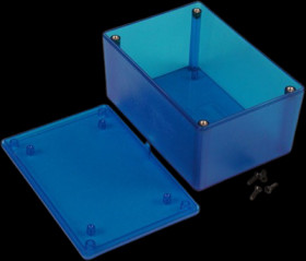 ABS enclosure, (L x W x H) 122 x 81 x 56 mm, blue/transparent, IP54, 1591XXTTBU