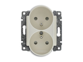 VENA Gniazdo podwójne z uziemieniem i przesłoną torów prądowych bez ramki krem 510347 KOS
