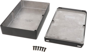 Aluminum die cast enclosure, (L x W x H) 188 x 120 x 37 mm, black (RAL 9005), IP54, 1590DDFLBK
