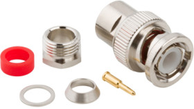 BNC plug 50 Ω, RG-59, RG-62, Belden 8221, Belden 9228, solder connection, straight, 031-212-RFX