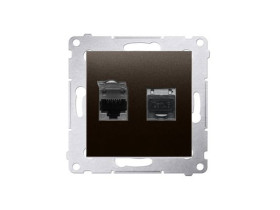 SIMON 54 Gniazdo komputerowe podwójne 2xRJ45 kat.6 ekranowane z przesłoną przeciwkurzową brąz mat D62E.01/46 KONTAKT SIMON