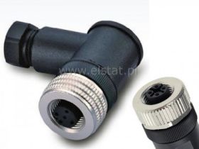 Złącze kątowe żeńskie 4P; skręcane; kod AX; PG7