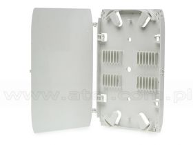 Kaseta światłowodowa z pokrywą z uchwytami na 12 spawów z zawiasem i zatrzaskiem