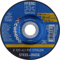 PFERD TOOLS 69220531 E 125-4,1 PSF STEELOX Tarcza tnąca wygięta Średnica 125 mm Średnica otworu 22.23 mm stal nierdzewna