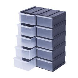 10 pcs Set of Modular Organizer Box Storage Small Parts Workshop Drawers