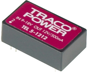 DC converter, 9-36 VDC, 5 W, 1 output, 3.3 VDC, 77 % efficiency, TEL 5-1210