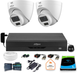 Zestaw monitoringu Dahua 2x kamera kopułkowa HAC-HDW1500CLQ-IL-A-0280B-S2 1TB IR 20m 5mp