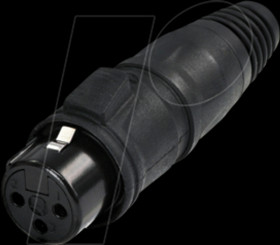RCX3F-Z-001-1 XLR cable socket 3-pin, IP65, black chrome housing