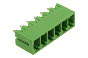 Łączówka; ECH381V-06P; 6 torów; R=3,81mm; 9,2mm; 8A; 300V; na panel; kątowe 90°; zamknięta; lutowany; zielony; Dinkle; RoHS