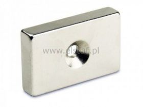 Magnes neodymowy prostokąt 20x10x3mm z otworem
