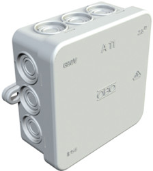 On-wall junction box, 75 x 75 x 35 mm, no. of entries: 12, 2.5 mm², gray, IP55, 2000342