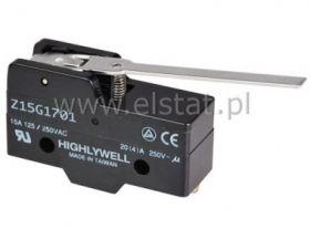 Przełącznik krańcowy dźwignia 63mm Z15-G1701