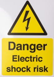 Tablica ostrzegawcza, kolor: Black, White, Yellow, materiał Poliester winylowy Elektryka