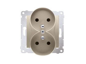 SIMON 54 Gniazdo podwójne z uziemieniem z przesłonami do ramek NATURE (moduł) zaciski śrubowe złoty mat DGZ2MZN.01/44 KONTAKT SI