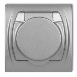 LOGO Gniazdo bryzgoszczelne z/u (klapka srebrny metalik) srebrny metalik 7LGPB-1zp
