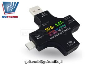 Miernik napięcia i prądu portu USB-C J7-c TFT