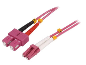 Patch cord światłowodowy OM4 LC/UPC,SC/UPC 15m LSZH różowy FP4LS15