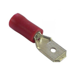 6.3mm Insulated Flat Male Spade Connector - for 1-2.5mm2 Cable - Red - 10 pcs