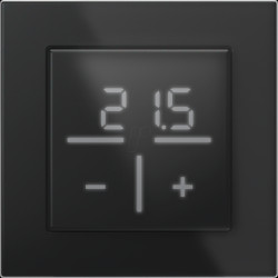 161570A0 + 162148A1 Set 1x glass thermostat + frame, 1-gang, black