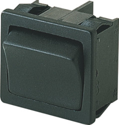 Rocker switch, black, 2 pole, On-On, changeover switch, 10 (4) A/250 VAC, 6 (4) A/250 VAC, IP40, unlit, unprinted, 1804.6121