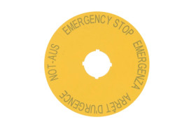 Tabliczka opisowa żółta okrągła fi90 EMERGENCY STOP M22-XAK1 216465